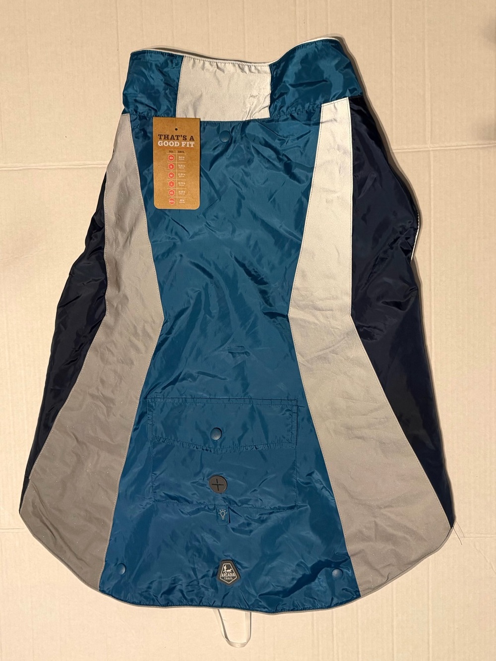 Arcadia Trail Teal & Gray Reflective Dog Rain Coat